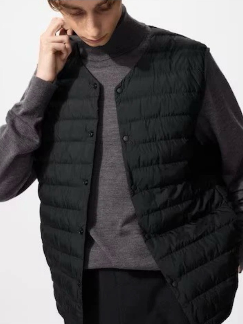 Uniqlo Heattech Pufftech Black Warm Padded Quilted Packable Vest Men’s Medium